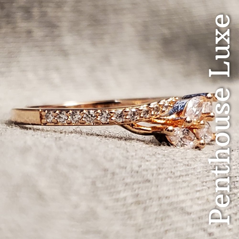 FINAL RESTOCK!! Rose Gold Dainty Marquise Leaf & Branch Ring - Picture 3 of 7